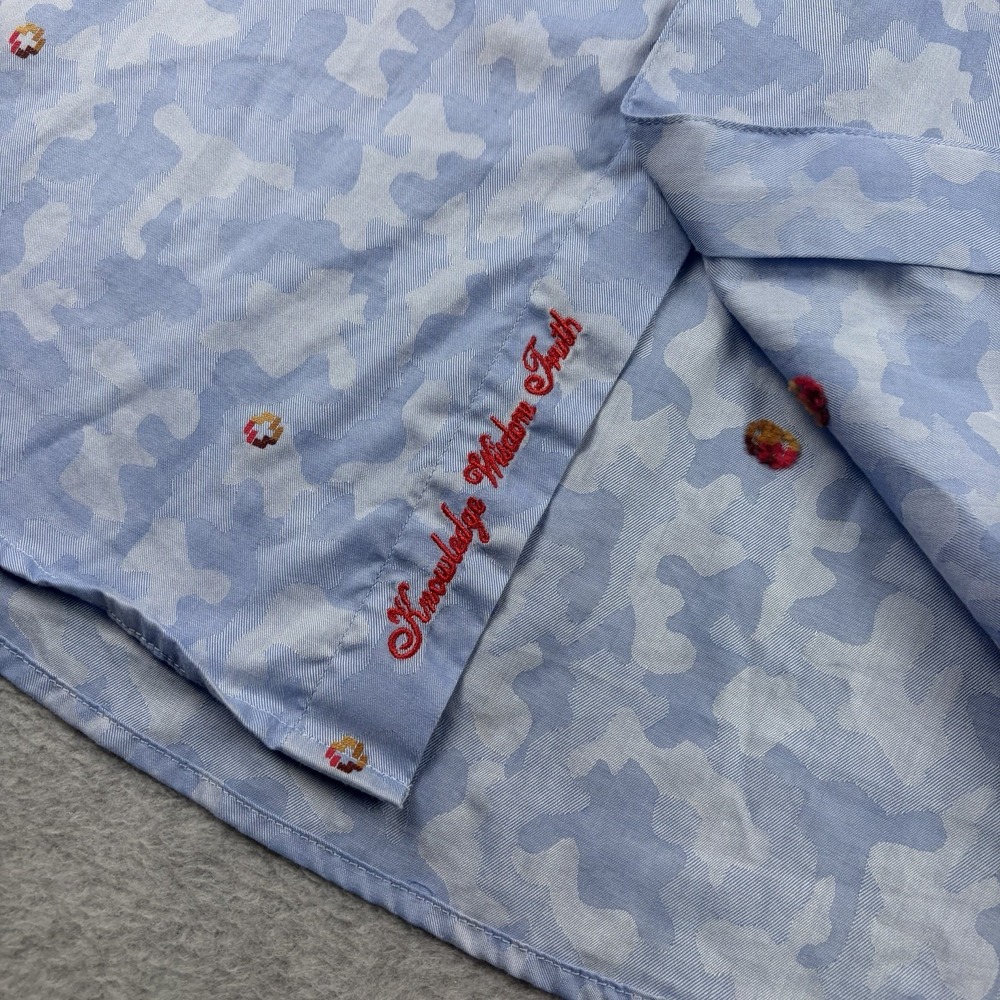 Robert Graham Shirt Mens Medium Blue Camo Geometric Button Up Lightweight Cotton - Picture 4 of 8